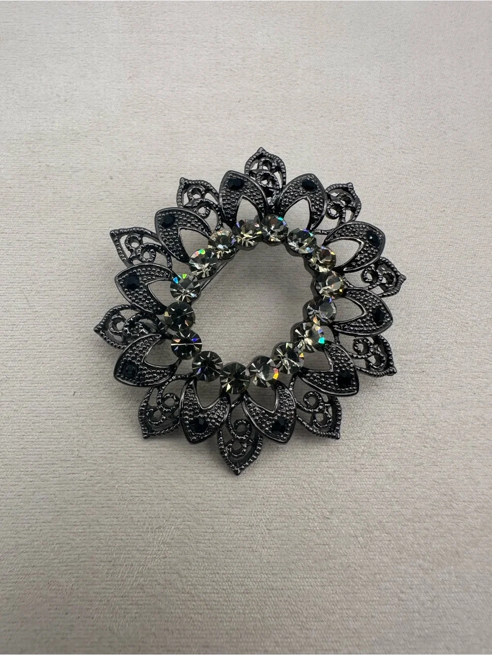 Black Floral Metal Sunburst Wall Accent